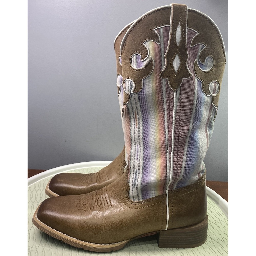 Justin Womens Leather Lattie Brown Cowboy Boots Cowgirl Riding‎ Biker 9.5B NWT - Picture 3 of 13